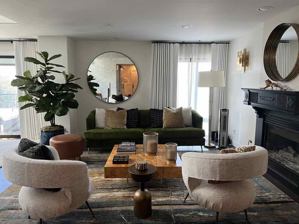 A finished living room in a Los Angeles home cleaned by Natalie's Cleaning